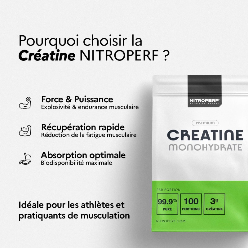 Créatine Monohydrate - NITROPERF - Pour les Athlètes